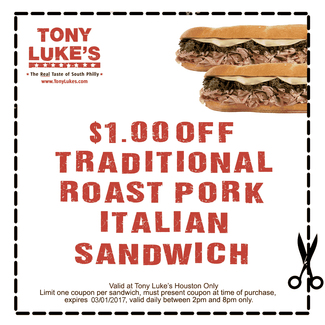 Tony Lukes Coupon 2