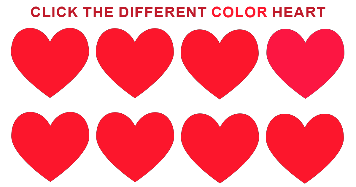 relationship-color-quiz-heart This is a fun little color test to see how well your eyes differentiate between subtle color variations. Let’s see how your eye’s stack up against the competition.
Disclaimer: This test… continue reading •••